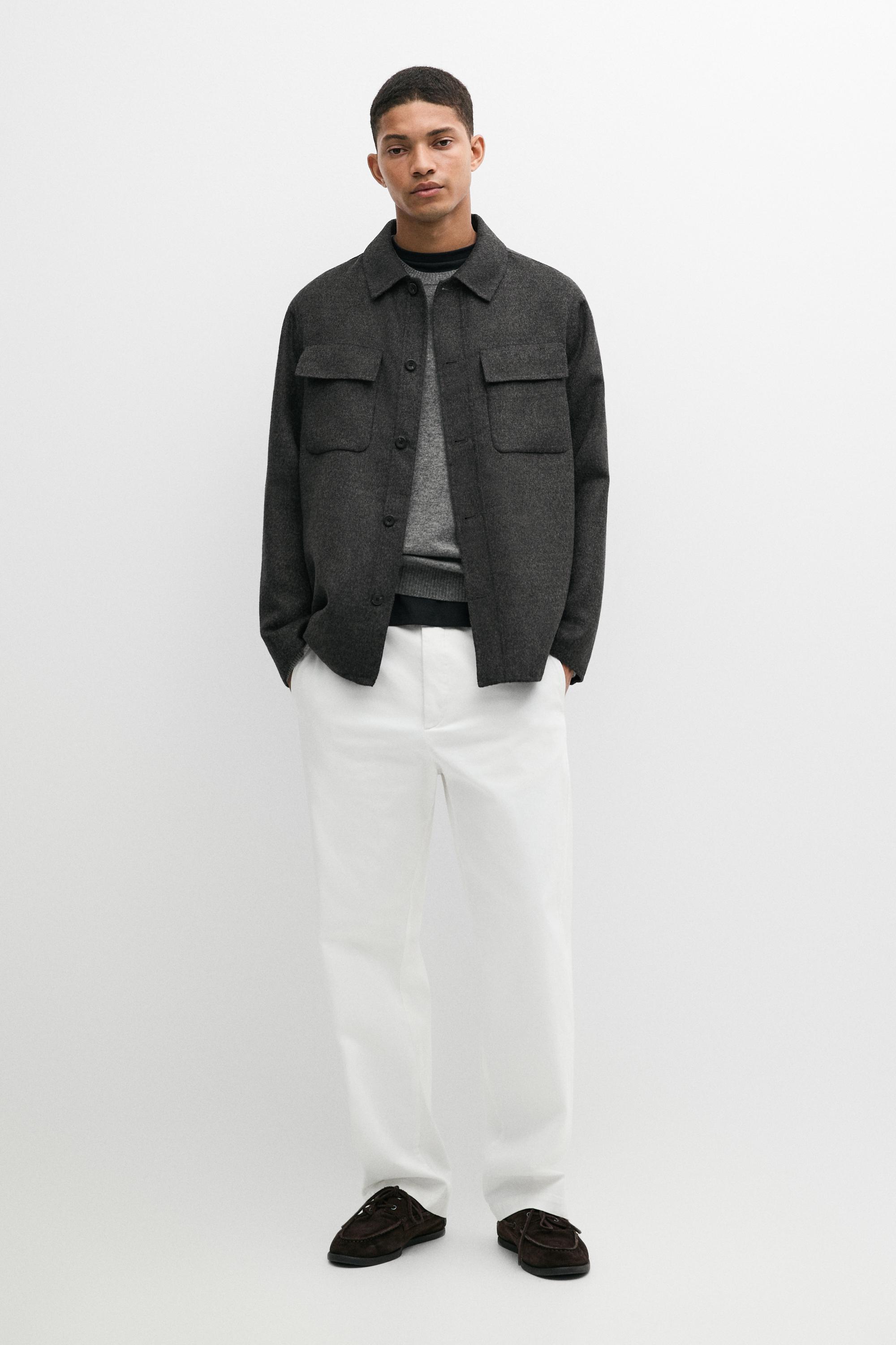 Wool blend overshirt with pocket detail — Anthracite Gray