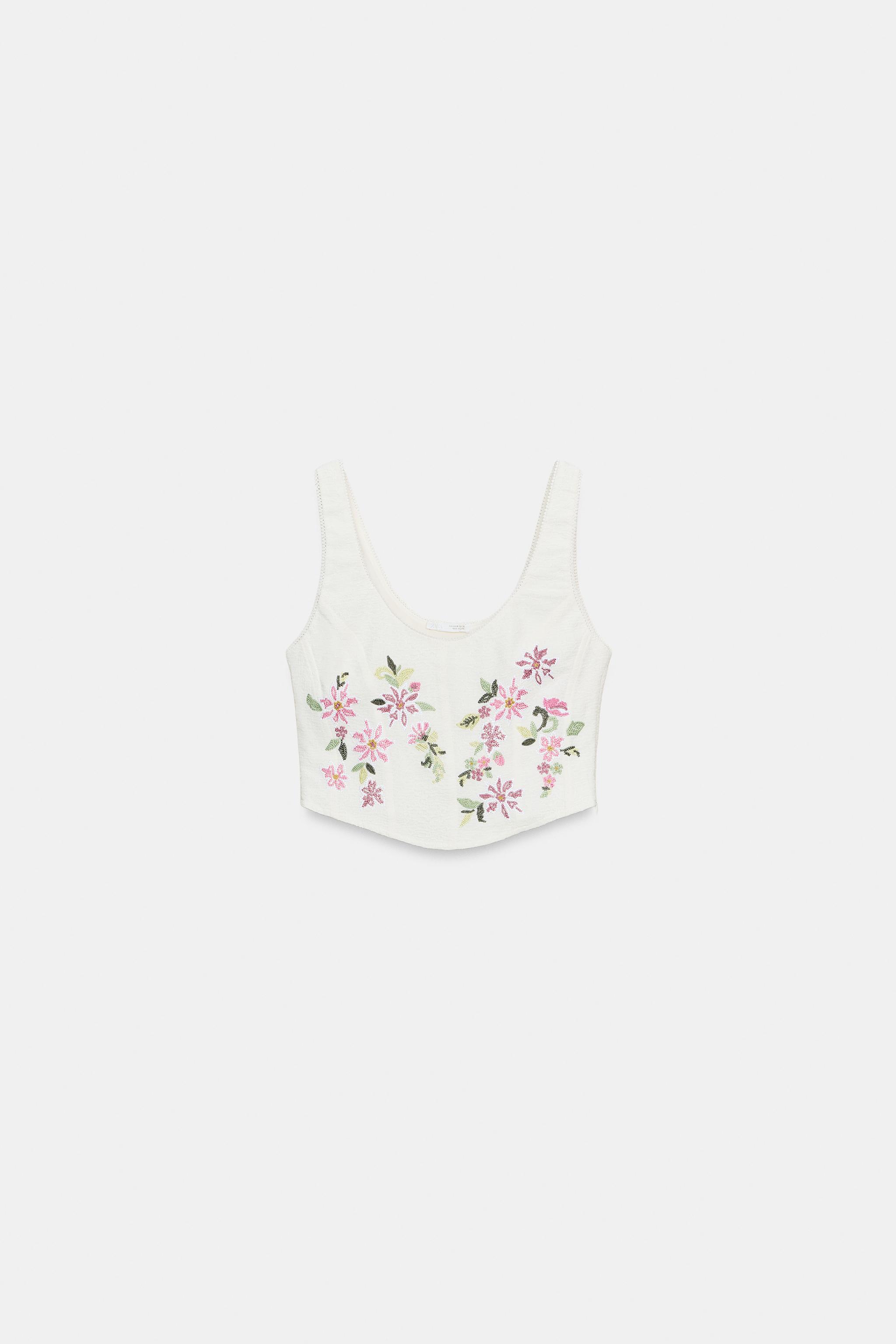 TOP TEXTURÉ BRODÉ STYLE CORSET