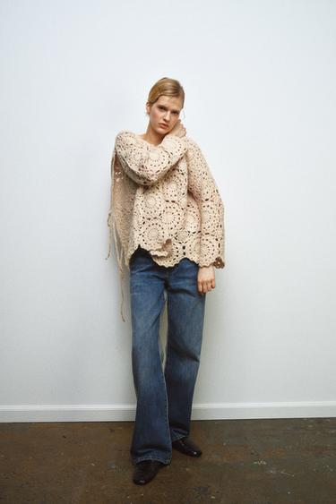 CROCHET KNIT JUMPER - Cream by Zara - Image 1