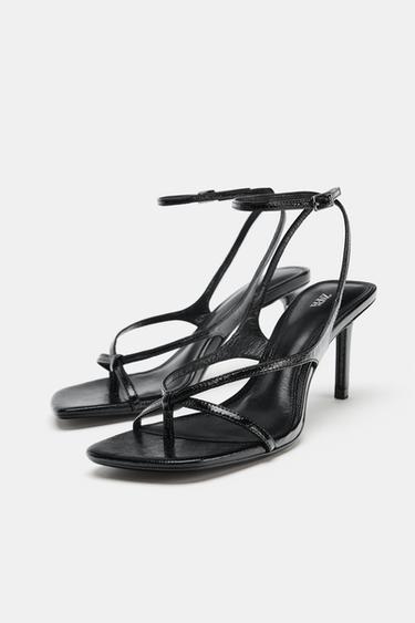 SANDALES EN CUIR À TALONS - Noir de Zara - Image 2