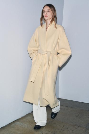OVERSIZED WOOL BLEND COAT ZW COLLECTION - Vanilla by Zara