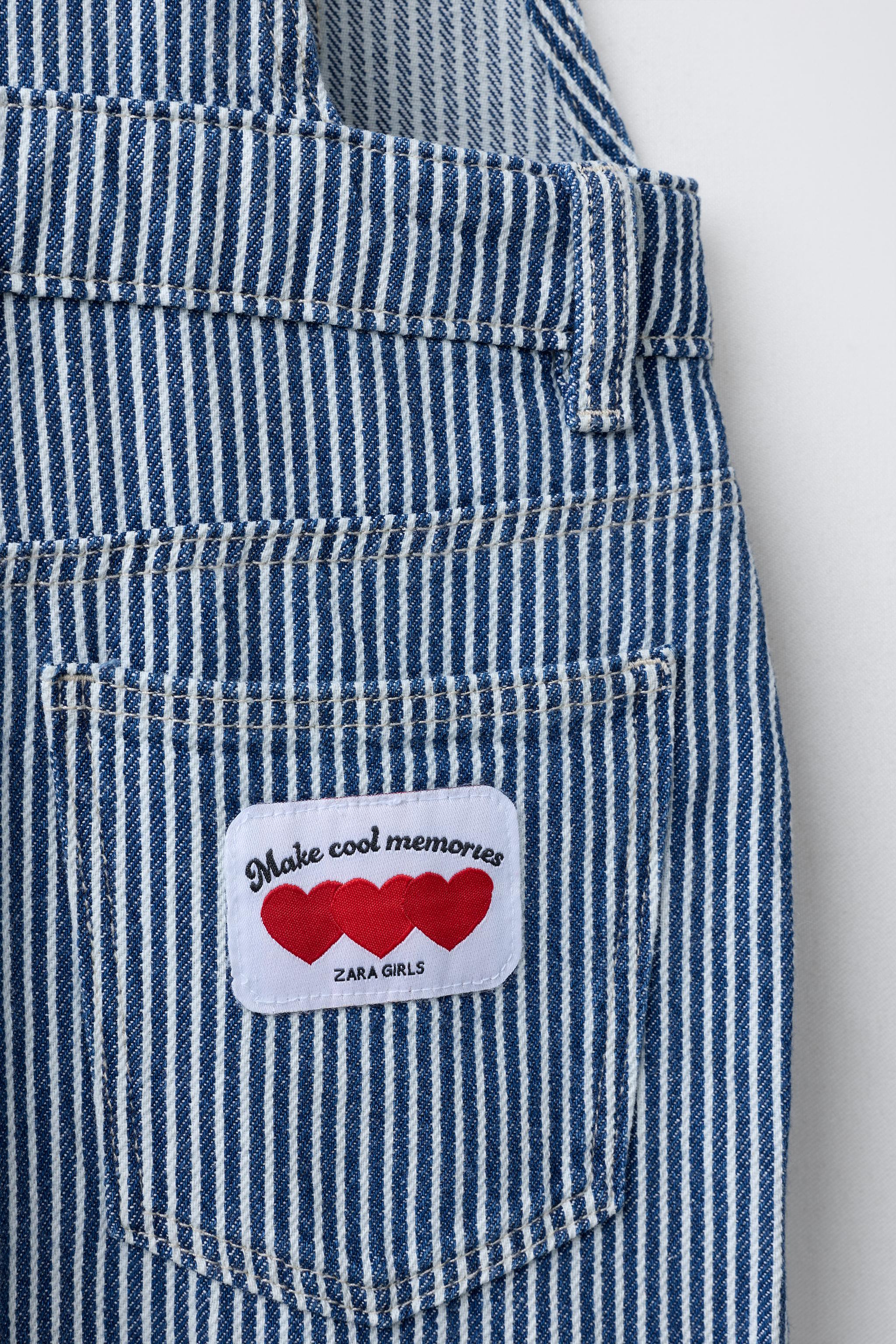 LONG STRIPED DENIM OVERALLS