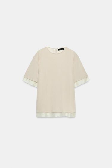 コントラストニットトップスライトベージュZaraのコントラストニットトップス - ライトベージュ 