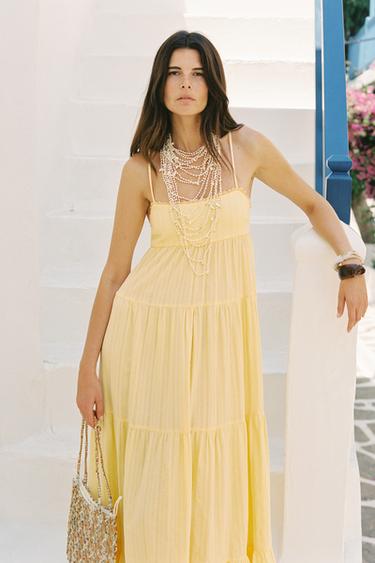 ROBE À PANNEAUX DOS NU - Jaune de Zara - Image 1