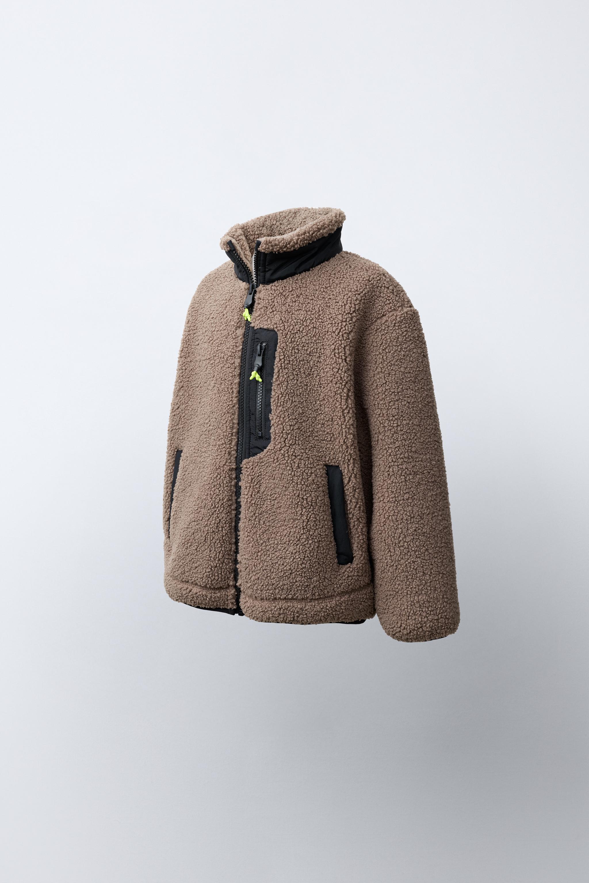 BLOUSON EFFET MOUTON CONTRASTANT