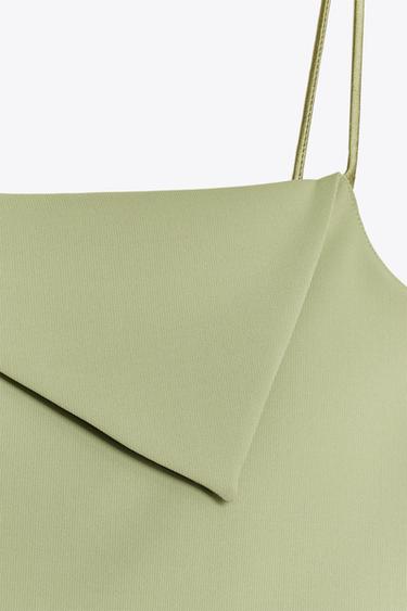 TOP ASYMÉTRIQUE CRÊPE - Vert clair de Zara - Image 6