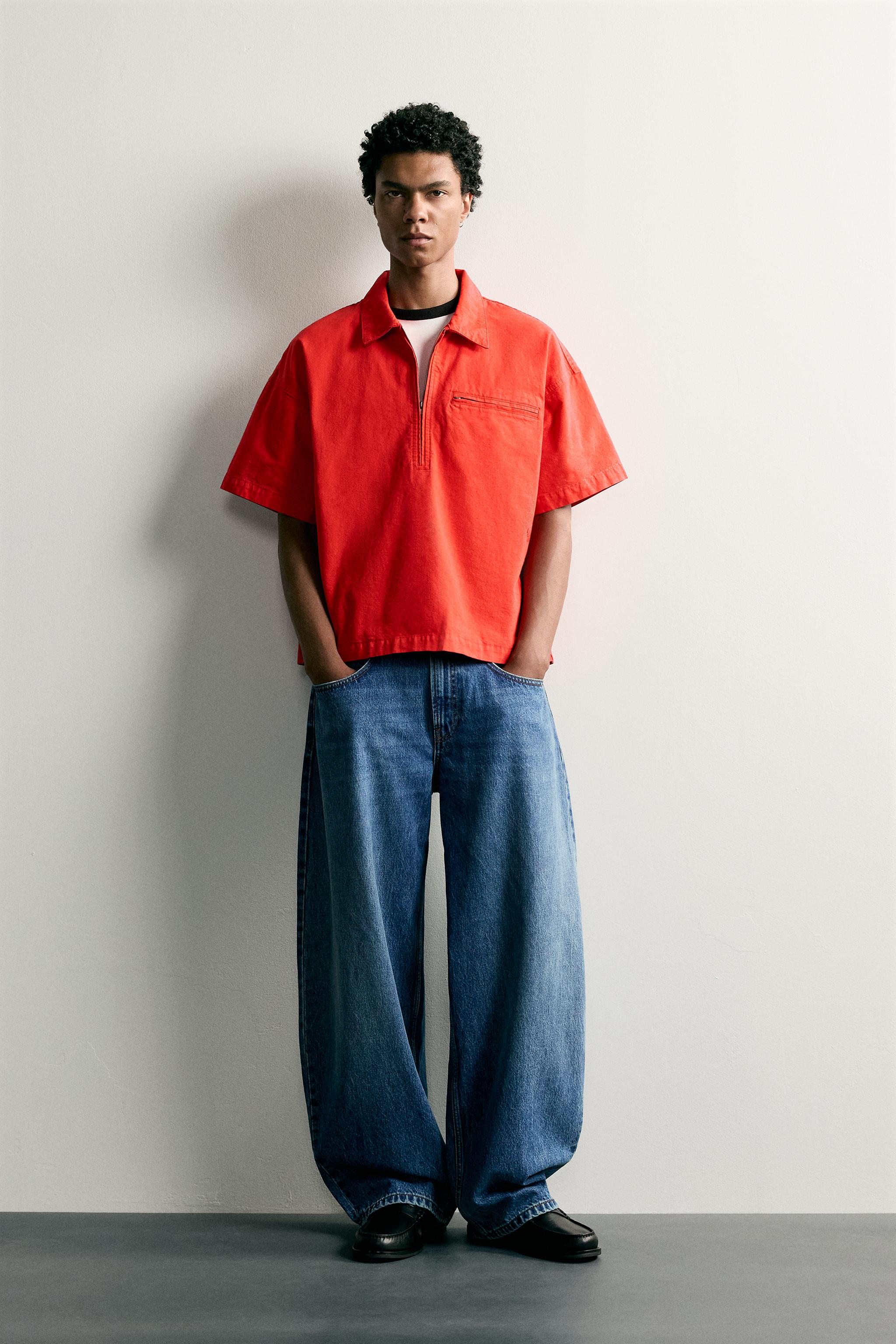 BOXY FIT ZIP POLO SHIRT - Red | ZARA South Africa