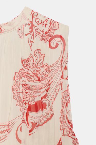 ZW COLLECTION PRINTED TOP - Ecru / Red by Zara - Image 7