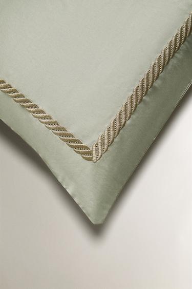 SATEEN PILLOWCASE WITH DECORATIVE EMBROIDERY - Green by Zara - Image 3