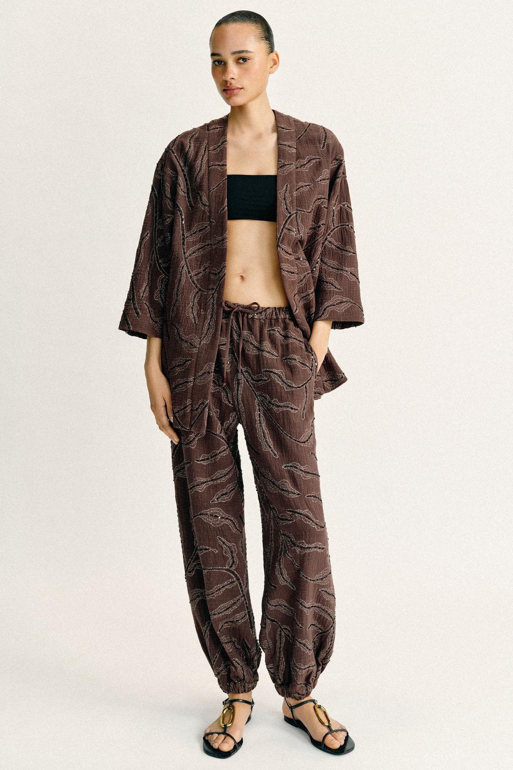 SEQUIN METALLIC THREAD KIMONO JACKET