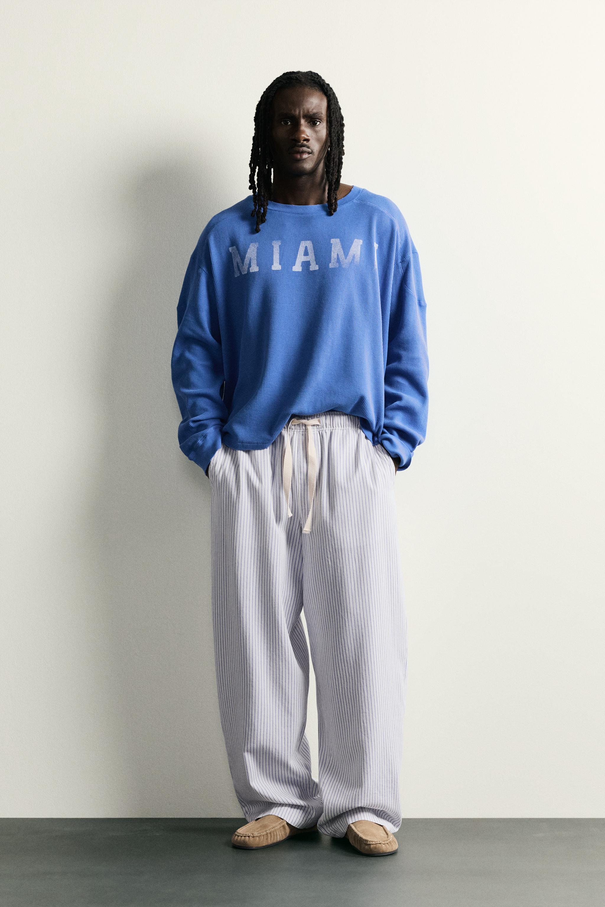 ストライプ柄ワイドレッグパンツ - ストライプ | ZARA Japan / 日本