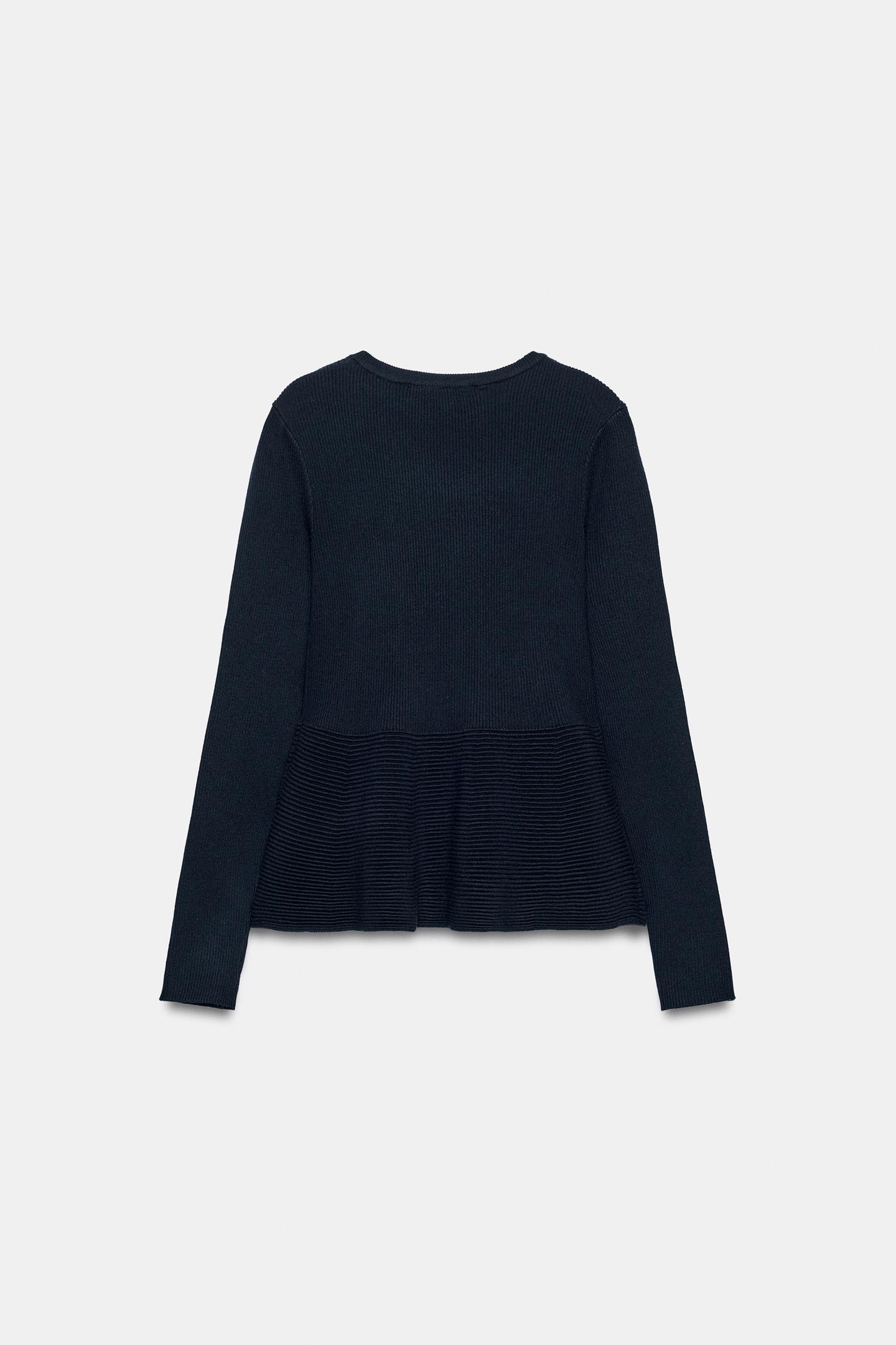 Женский свитер Zara Peplum Knit, цвет: Тёмно-синий — фото 8