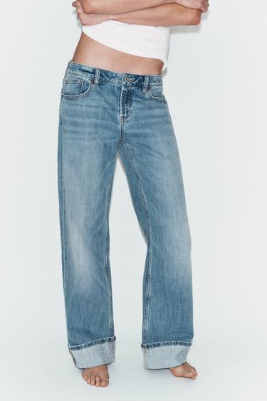 TRF LOW-RISE LOOSE FOLDED JEANS - Blue by Zara