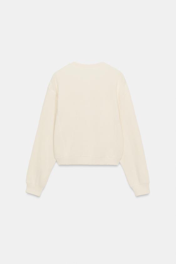 COTTON WAFFLE-KNIT JUMPER - Ecru by Zara - Image 4