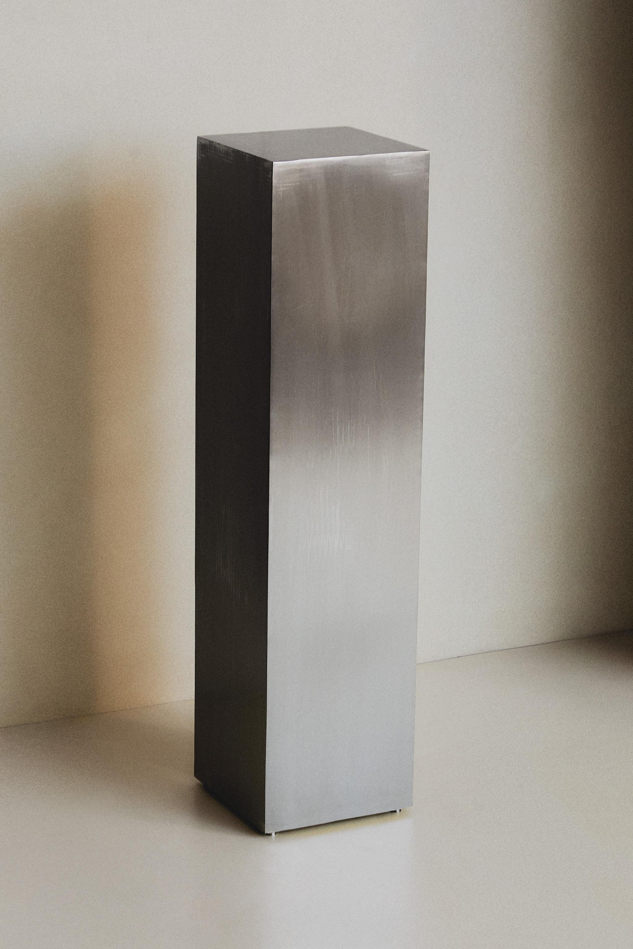 TALL BRUSHED STAINLESS STEEL PEDESTAL | STUDIO MARY LENNOX