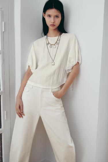 ZW COLLECTION 蓬袖罩衫 - 磨白色 by Zara