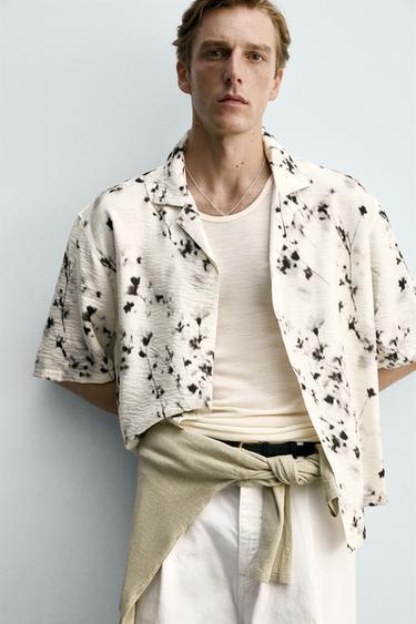 CHEMISE RELAXED FIT À IMPRIMÉ FLEURI - Blanc cassé de Zara - Image 4