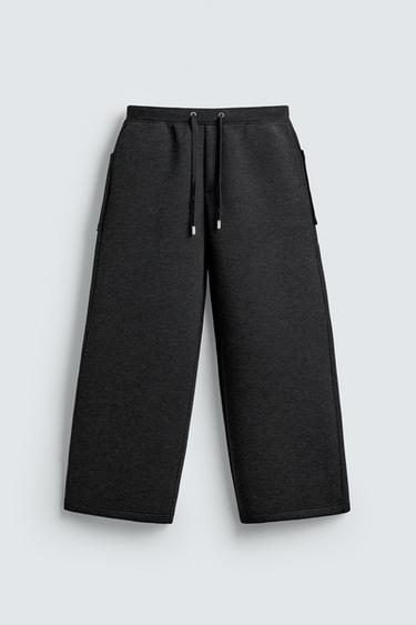 NEOPRENE-EFFECT WIDE-LEG TROUSERS - Dark grey by Zara