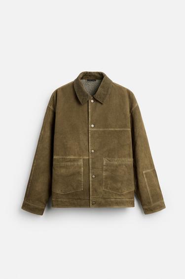 Zara 同色系標準領外套 - 水洗綠