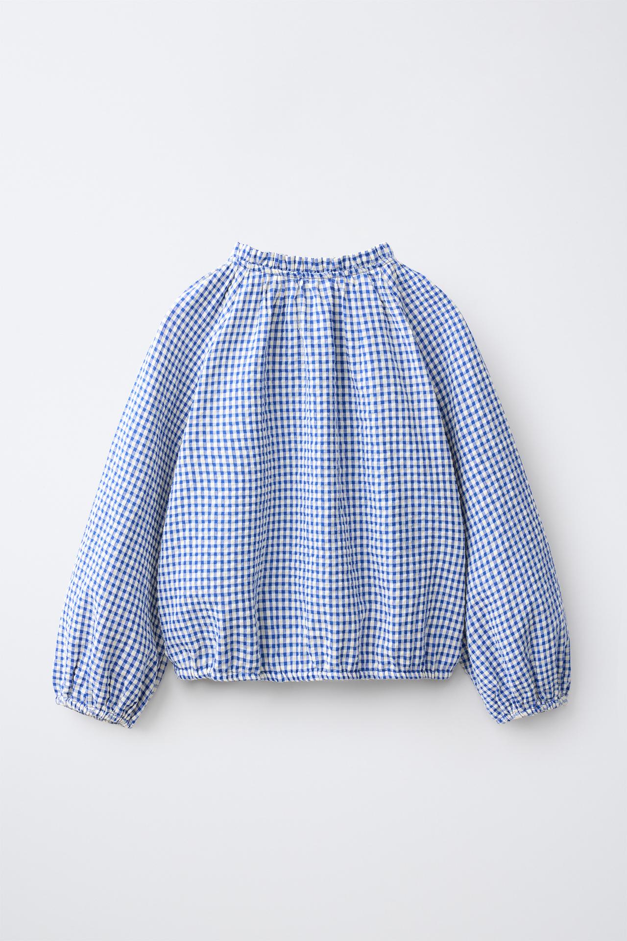 GINGHAM BLOUSE — Blue / White
