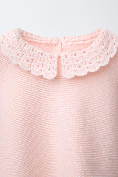PULL EN MAILLE COL EN MAILLE CROCHET - Rose de Zara - Image 2