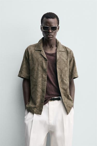 RELAXED FIT TEXTURED JACQUARD SHIRT - mid khaki by Zara