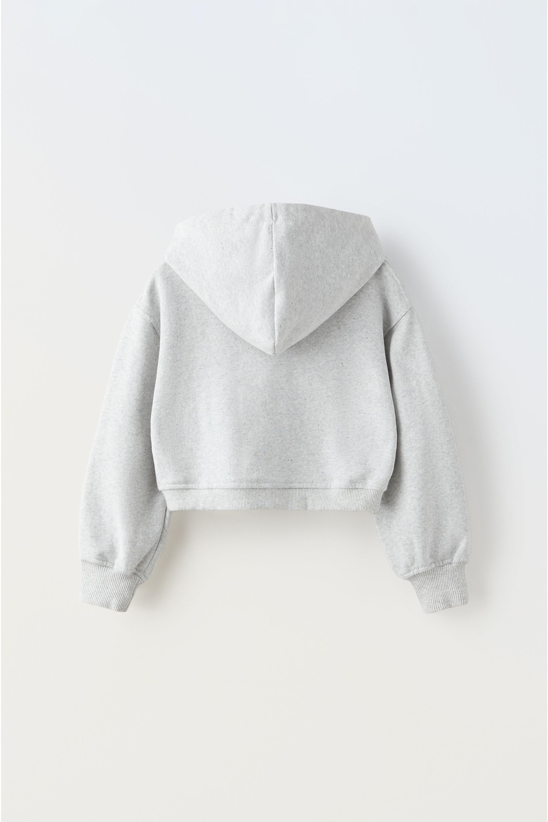 Zara Hoodie Cropped Texto En Gris Vigore 6 7 Anos 120 Cm Ninos