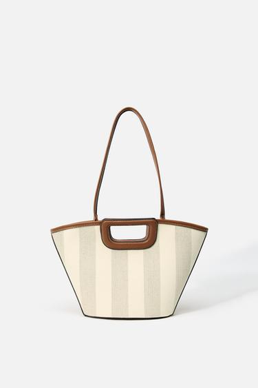 CANVAS TOPSTITCHED TOTE BAG - Ecru by Zara