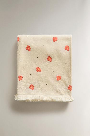 SERVIETTE DE PLAGE FLEURIE - Crème de Zara - Image 3
