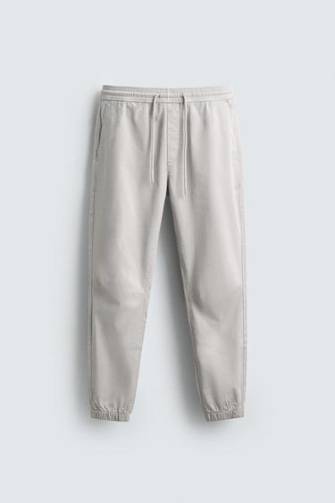 SLIM FIT JOGGER WAIST TROUSERS - Light grey by Zara