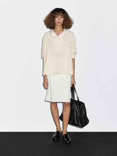 Zara Flowing blouse with button detail - Ecru