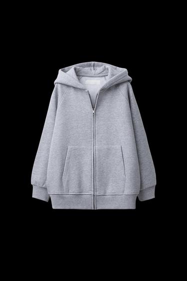SWEATSHIRT MIT KAPUZE UND REISSVERSCHLUSS - Grau meliert von Zara