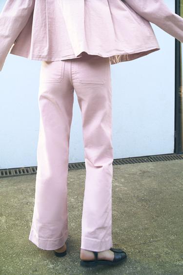 ZW COLLECTION STRAIGHT-LEG HIGH-WAIST FULL LENGTH JEANS - Pink by Zara