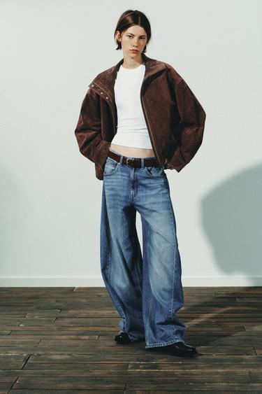 SUEDE LEATHER JACKET - Dark brown by Zara