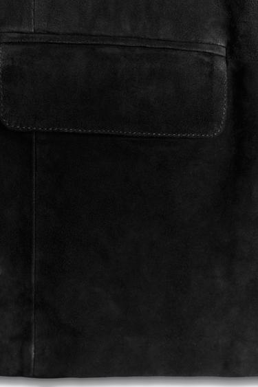 LIMITED EDITION ZW COLLECTION 100% SUEDE OVERSIZE BLAZER - Black by Zara - Image 9