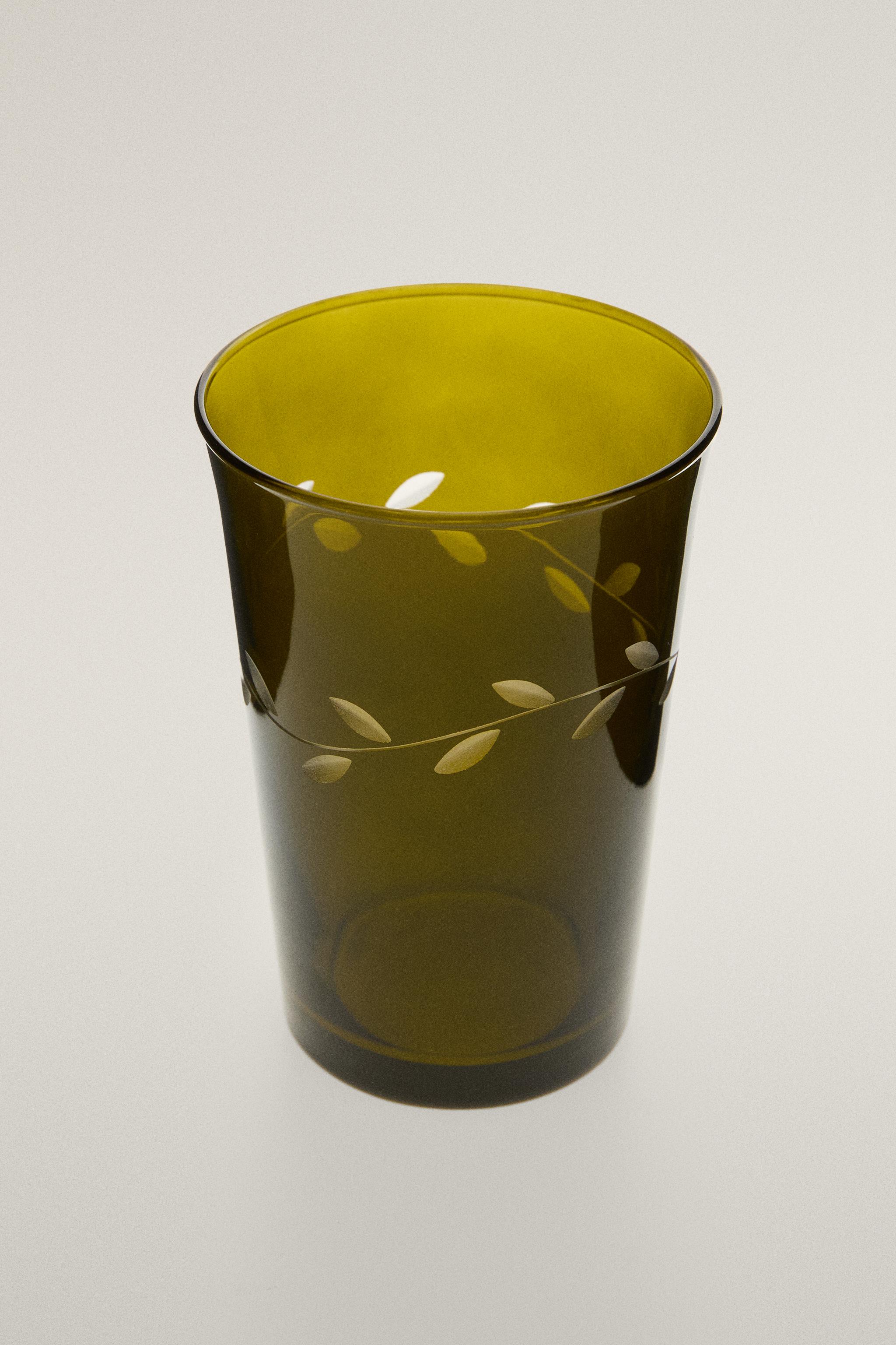 GLASS LEAF CHRISTMAS TUMBLER