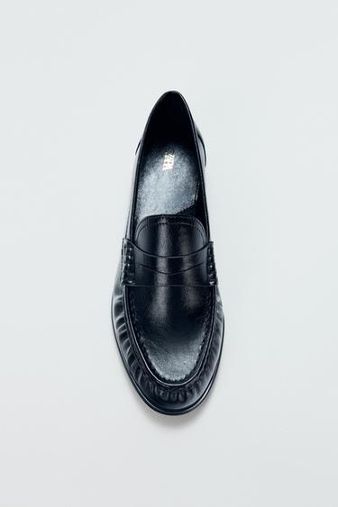 Zara SOFT RUCHED LOAFERS - Black