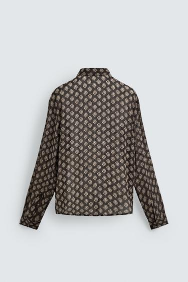 FLOWING GEOMETRIC PRINT SHIRT - Brown by Zara - Image 7