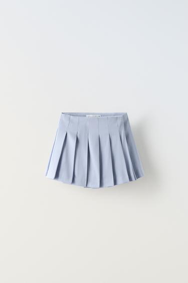 SPLÝVAVÁ SUKNĚ SE SKLADY - Světle modrá od Zara
