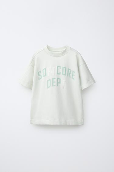 EMBOSSED SLOGAN T-SHIRT - Light green by Zara