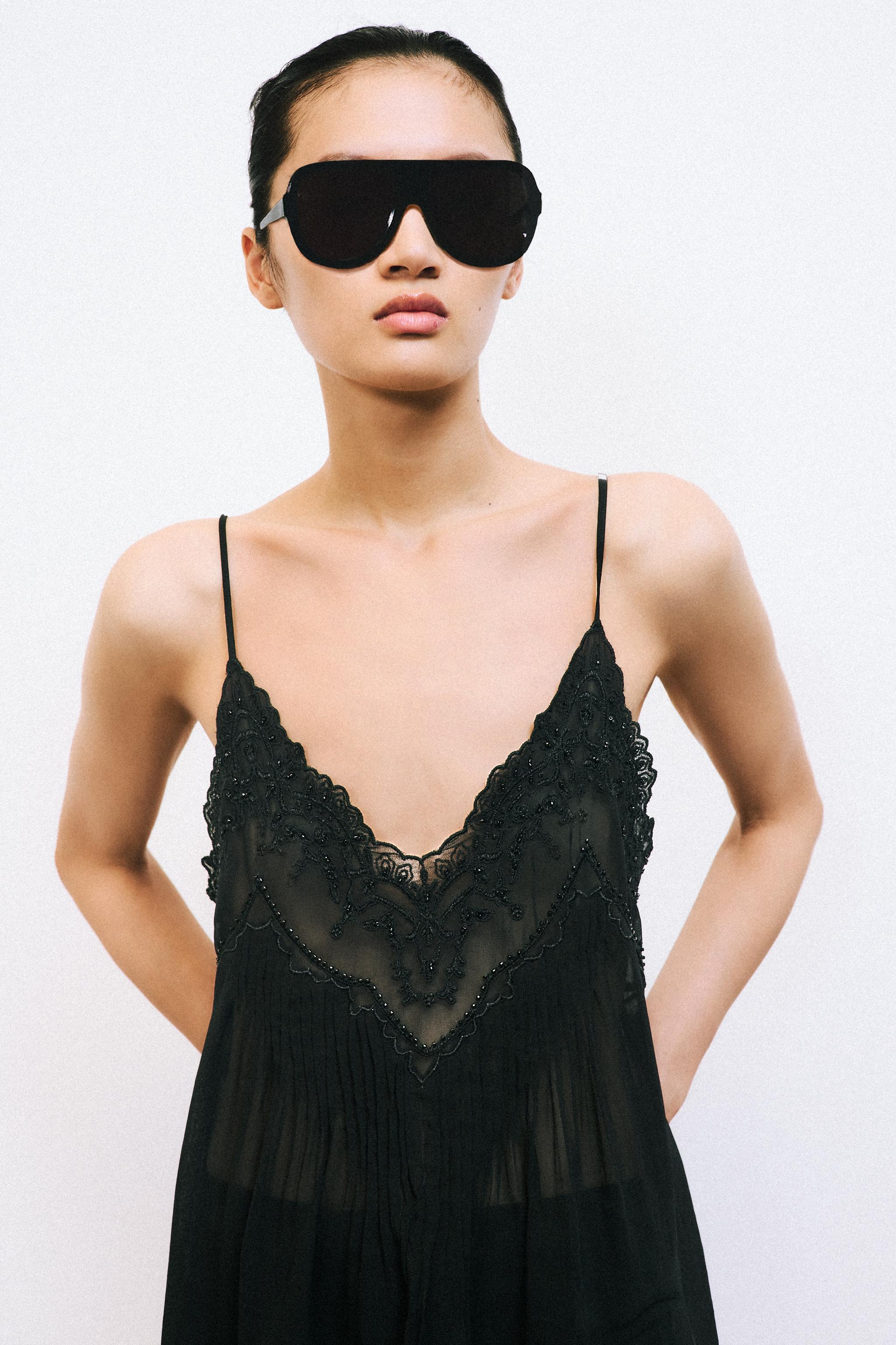 EMBROIDERED BEADED CAMISOLE ZW COLLECTION - Black | ZARA Canada
