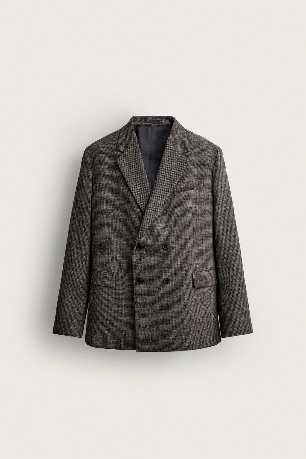 HOUNDSTOOTH DOUBLE-BREASTED BLAZER