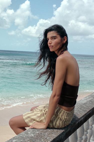 MINI JUPE RAYURES - Marron / Vert de Zara - Image 2