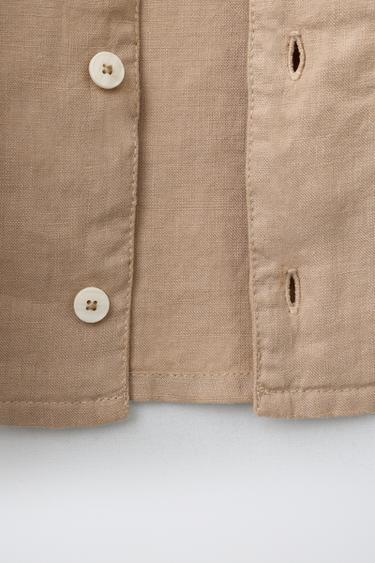 100% LINEN OVERSHIRT - Light brown by Zara - Image 4