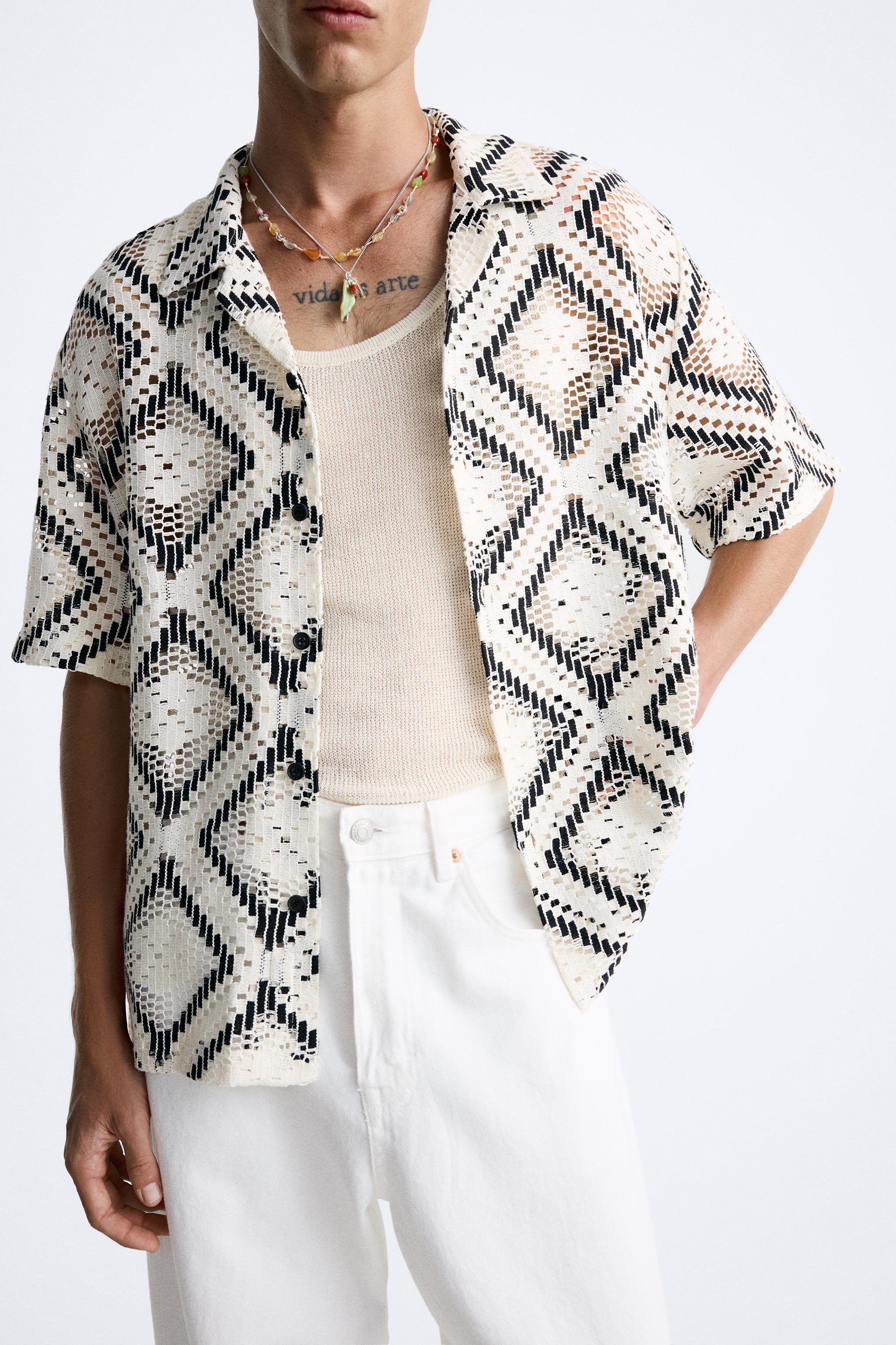 格安人気 OPENWORK JACQUARD States United ZARA | Black / Ecru - SHIRT レディースウェア