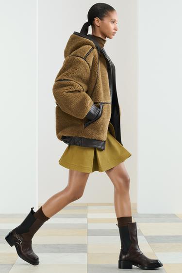 Zara CTTN PLTD SKRT - Olive green