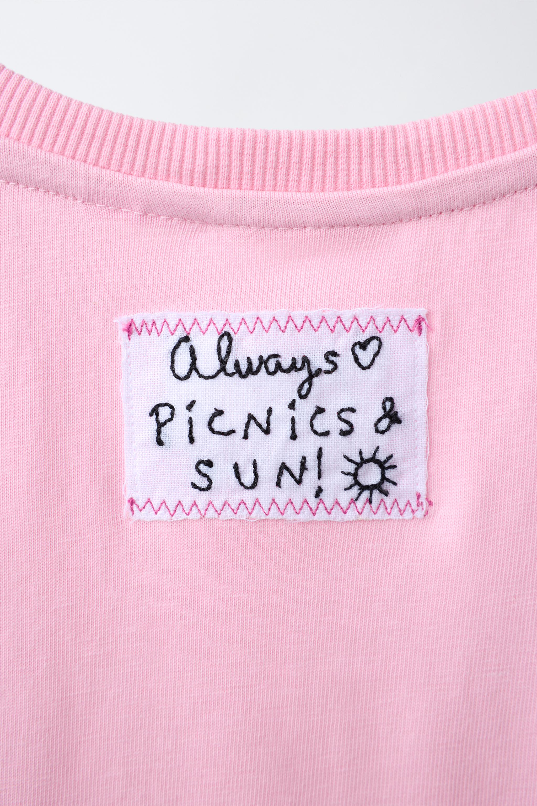 FRUIT PRINT AND EMBROIDERED T-SHIRT