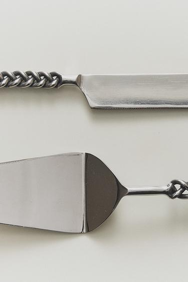 CAKE SLICE AND KNIFE SET WITH BRAIDED HANDLE (SET OF 2) - Steel by Zara - Image 5