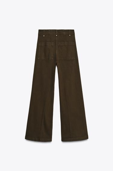 JEANS ZW COLLECTION TAILORED WIDE LEG HIGH-WAIST - Chocolate by Zara