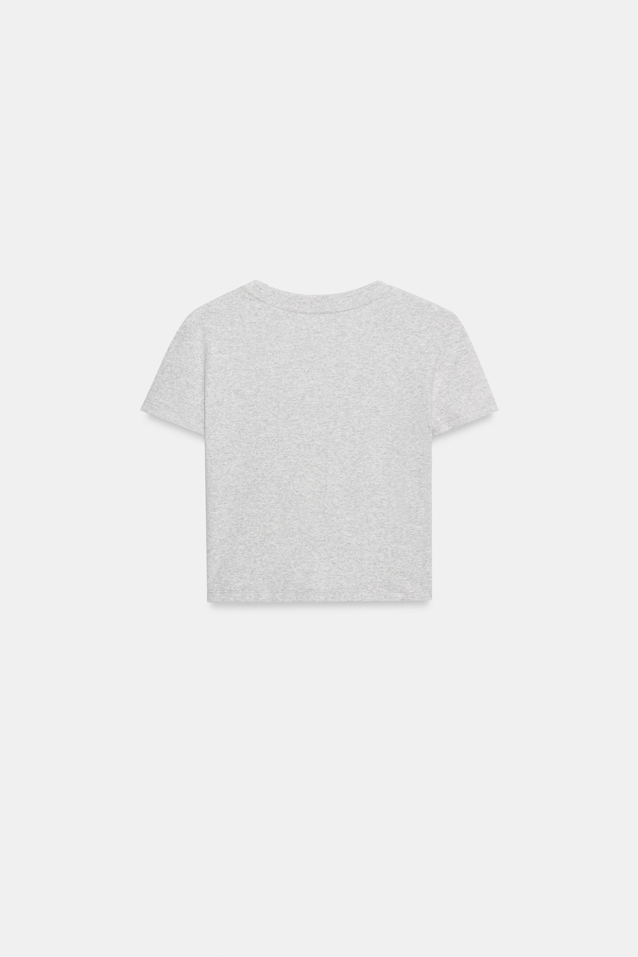 Женские футболки Zara CROPPED BEAR EMBROIDERED T-SHIRT — фото 5